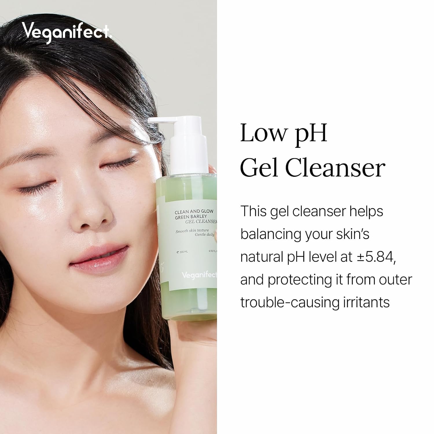 Veganifect Clean and Glow Green Barley Gel Cleanser 205ml